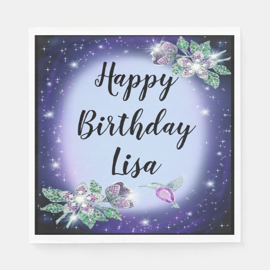 Serviette En Papier Oiseau floral Blue Bling (Devant)