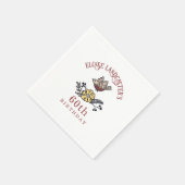 Serviette En Papier Oiseau mignon et fleurs Anniversaire personnalisé (Coin)