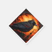 Serviette En Papier Oiseau noir (Coin)