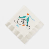 Serviette En Papier Oiseau si doux, Aquarelle Orange Coeurs Papier (Coin)