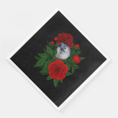 Serviette En Papier Oiseau sur un bouquet de pivoine rouge (Coin)