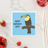 Serviette En Papier Oiseau Toucan coloré Joyeux serviettes d'anniversa (En situation)