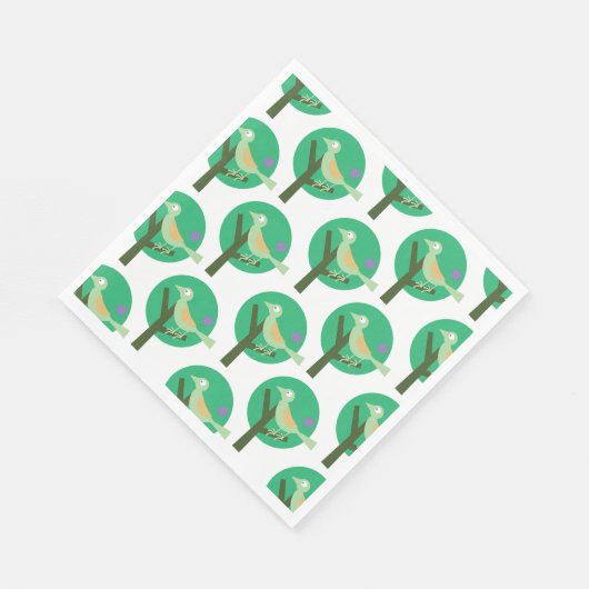 Serviette En Papier Oiseau vert et arbre Motif Nature inspirée (Coin)