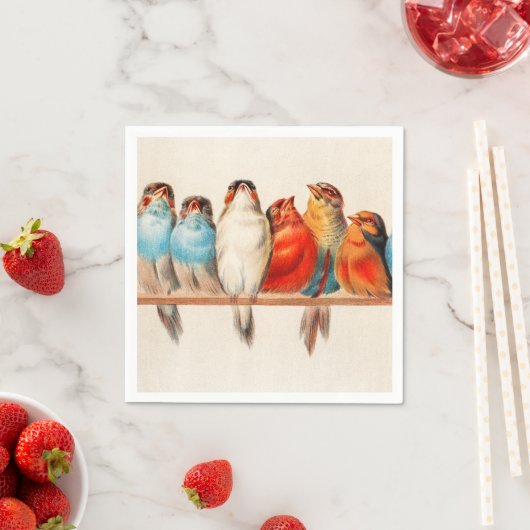 Serviette En Papier Oiseaux Assis joliment et calme (En situation)