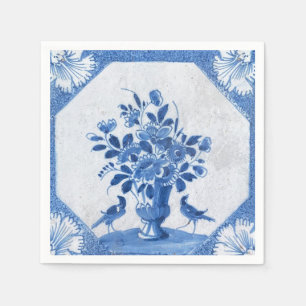 Serviette En Papier Oiseaux bleus de Delft floraux Toile de pays franç