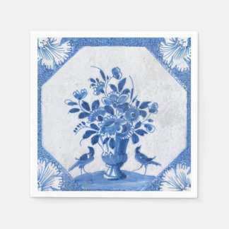 Serviette En Papier Oiseaux bleus de Delft floraux Toile de pays franç