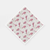 Serviette En Papier Oiseaux Cardinaux De Noël Gris Et Rouge (Coin)