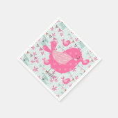 Serviette En Papier Oiseaux, Chiens, Bannières, Fleurs (Coin)