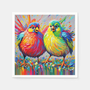 Serviette En Papier Oiseaux coloré art abstrait gros géant mignon drôl