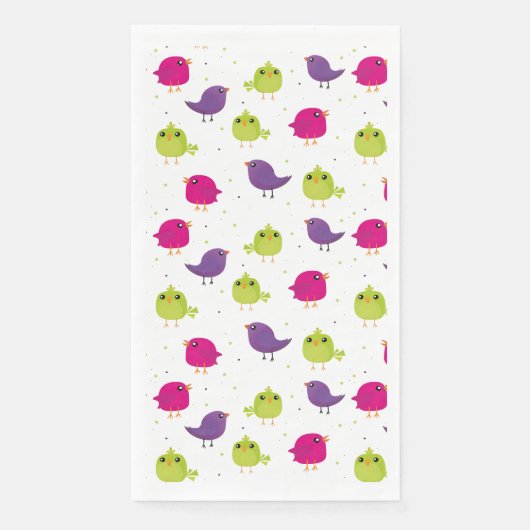 Serviette En Papier Oiseaux colorés mignons (Devant)