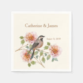 Serviette En Papier Oiseaux dans des fleurs de mariage (Devant)