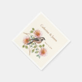 Serviette En Papier Oiseaux dans des fleurs de mariage (Coin)