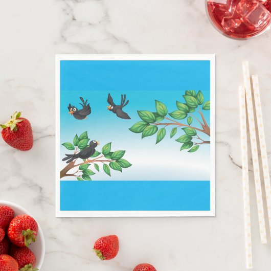 Serviette En Papier Oiseaux Dans Une Serviette D'Arbre (En situation)