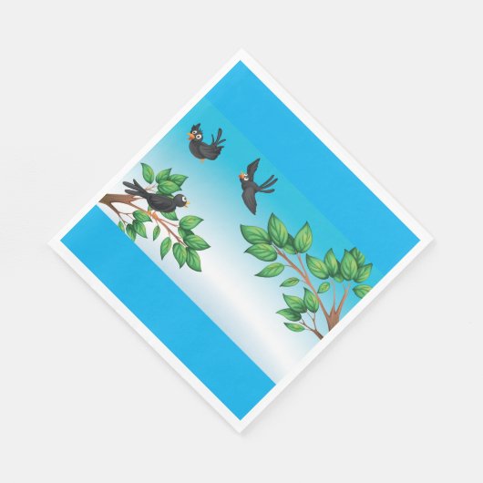 Serviette En Papier Oiseaux Dans Une Serviette D'Arbre (Coin)