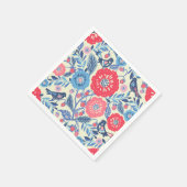 Serviette En Papier Oiseaux D'Art Folk Fraise Et Fleurs (Coin)