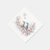 Serviette En Papier Oiseaux de l'amour romantique Branche de fleurs de (Coin)