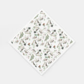 Serviette En Papier Oiseaux de poulet Baies et Pinecones Aquarelle (Coin)