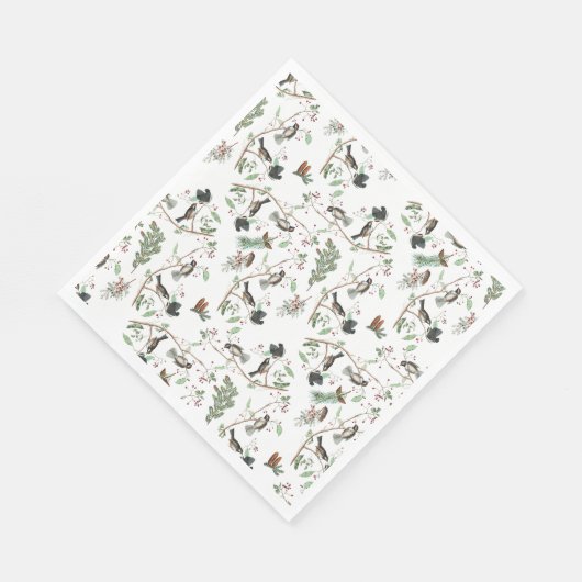 Serviette En Papier Oiseaux de poulet Baies et Pinecones Aquarelle (Coin)