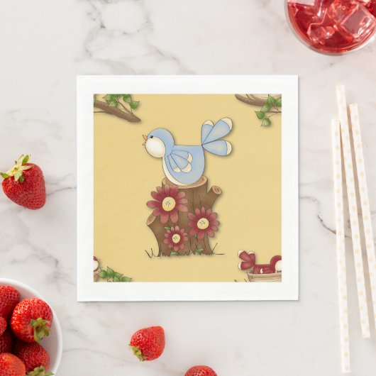 Serviette En Papier Oiseaux de printemps (En situation)