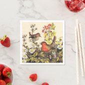 Serviette En Papier Oiseaux de printemps Robin Oiseaux rouges (En situation)