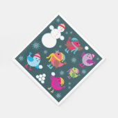 Serviette En Papier Oiseaux d'hiver Jouer dans la neige avec Snowman (Coin)