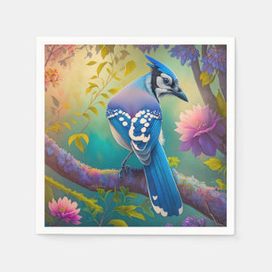 Serviette En Papier Oiseaux d'Imaginaire Jay bleu