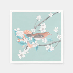 Serviette En Papier Oiseaux et fleurs