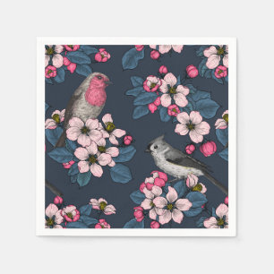 Serviette En Papier Oiseaux et fleurs