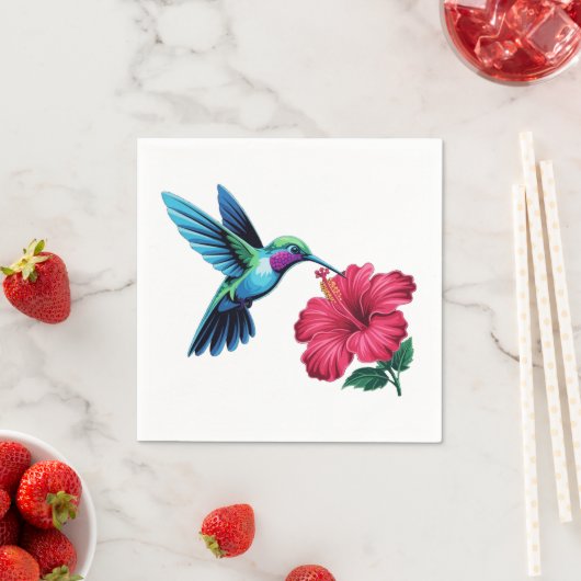 Serviette En Papier Oiseaux et fleurs (En situation)