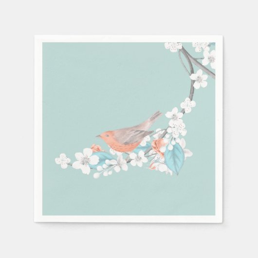 Serviette En Papier Oiseaux et fleurs (Devant)