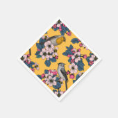 Serviette En Papier Oiseaux et fleurs sur le jaune (Coin)