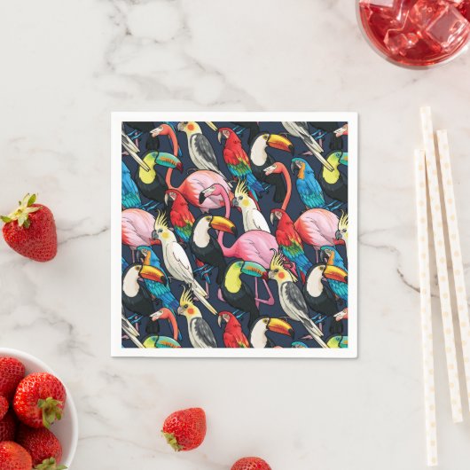 Serviette En Papier Oiseaux exotiques (En situation)