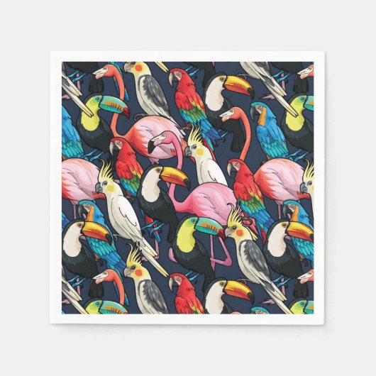 Serviette En Papier Oiseaux exotiques (Devant)
