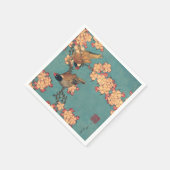 Serviette En Papier Oiseaux Fleurs Hokusai Art Japonais (Coin)
