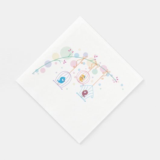 Serviette En Papier Oiseaux Gourmands En Cages Napkins (Coin)