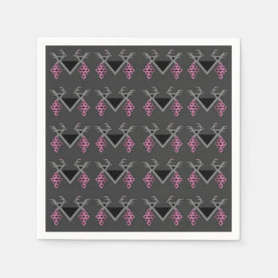 Serviette En Papier Oiseaux gris et roses dans le vignoble Kilim Ornam