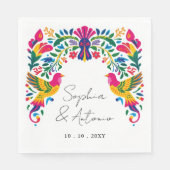 Serviette En Papier Oiseaux mexicains Otomi Vibrant Floral Fiesta Mari (Devant)