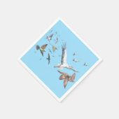 Serviette En Papier Oiseaux migrateurs traçant leurs vols Illustration (Coin)