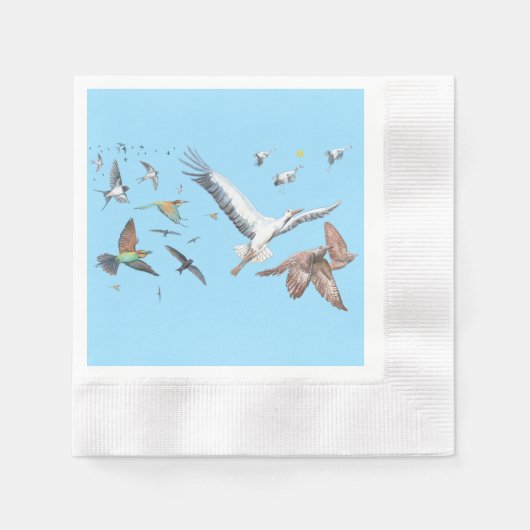 Serviette En Papier Oiseaux migrateurs traçant leurs vols Illustration (Devant)