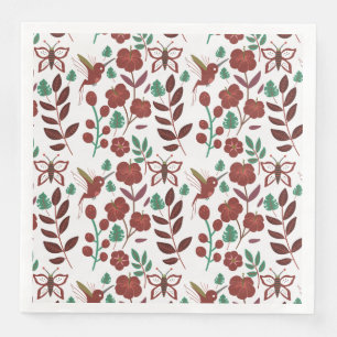 Serviette En Papier Oiseaux motifs et papillons floraux sans soudure