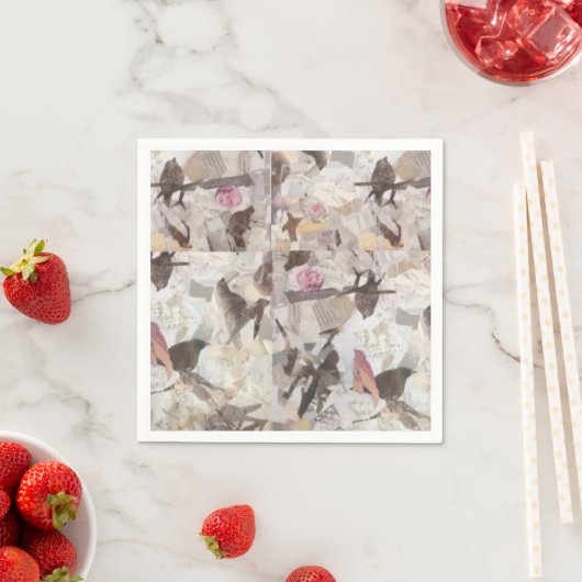 Serviette En Papier Oiseaux & Musique Papier Collage Papier serviettes (En situation)