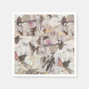 Serviette En Papier Oiseaux & Musique Papier Collage Papier serviettes