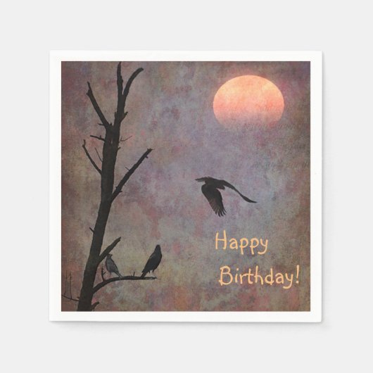Serviette En Papier Oiseaux peintres Anniversaire (Devant)