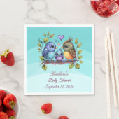Serviette En Papier Oiseaux sarcelle pastel (En situation)