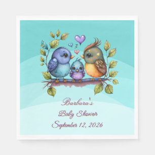 Serviette En Papier Oiseaux sarcelle pastel