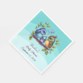 Serviette En Papier Oiseaux sarcelle pastel (Coin)