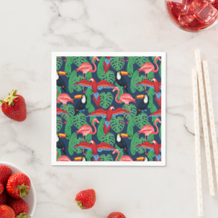 Serviette En Papier Oiseaux Tropicaux Aux Couleurs Lumineuses