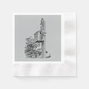 Serviette En Papier Oiseaux vintages et Argent Birdhouse