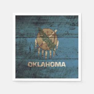 Serviette En Papier Oklahoma State Flag on Old Wood