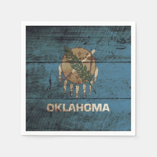 Serviette En Papier Oklahoma State Flag on Old Wood (Devant)